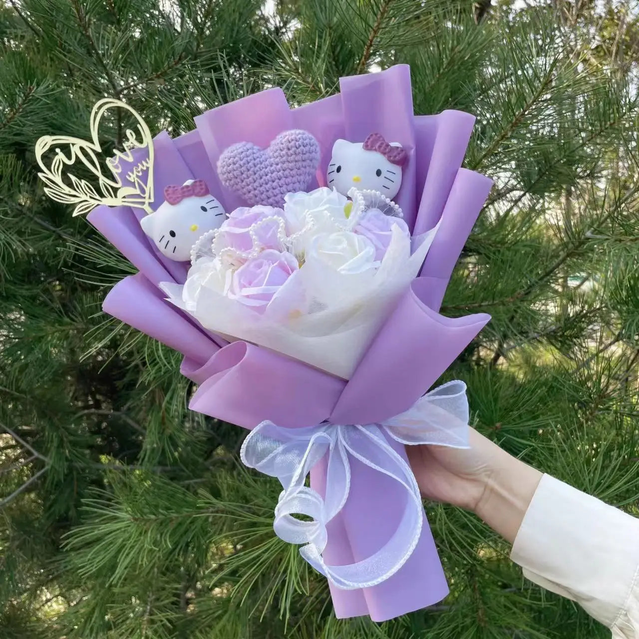 Hello Kitty Plush Flower Gift Bouquet – 35cm in Gift Box | Sanrio-Inspired Keepsake Arrangement