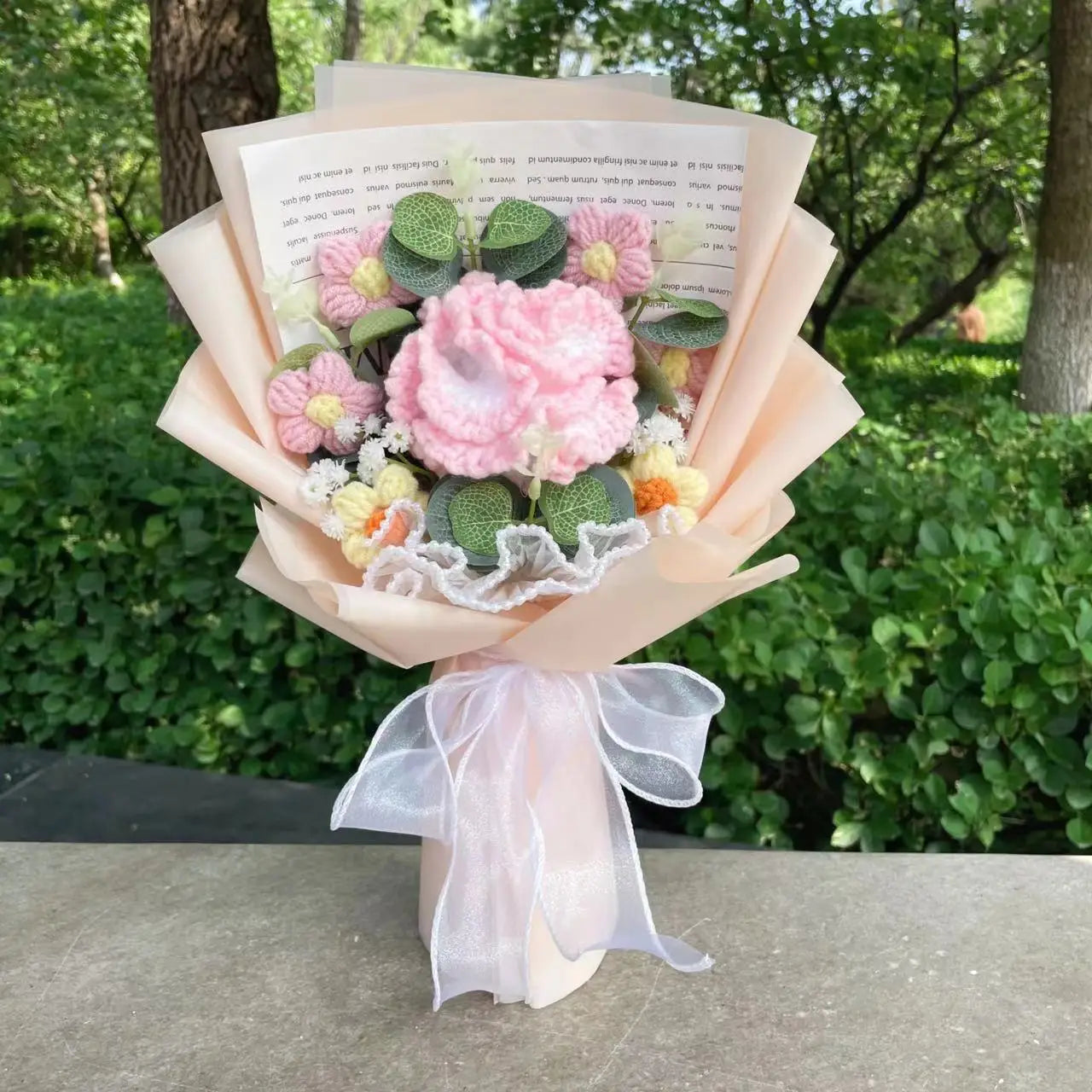 Plush Knitted Crochet Flower Gift Bouquet