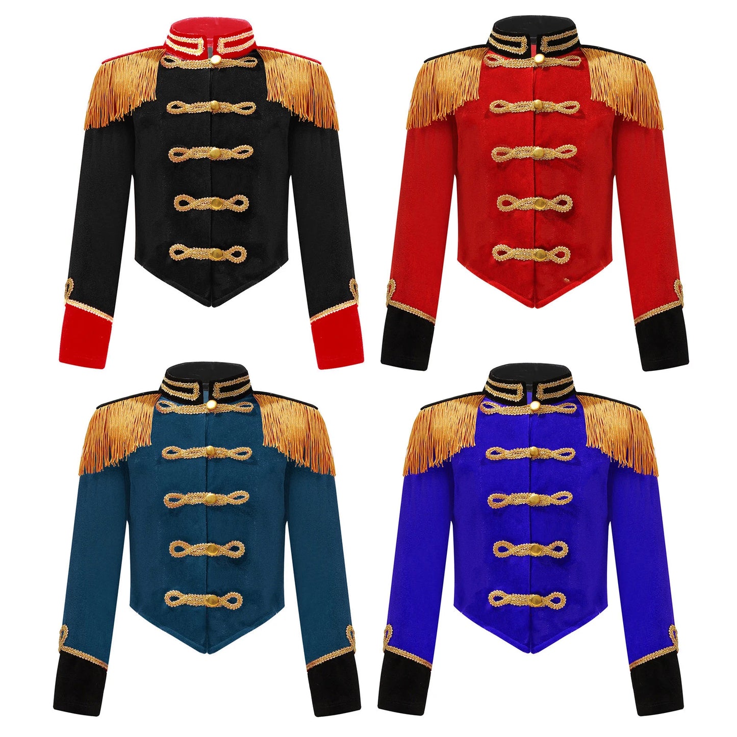 Kids Circus Ringmaster Costume Long Sleeve Fringe Tassel Jacket (Age 6-14YRS)