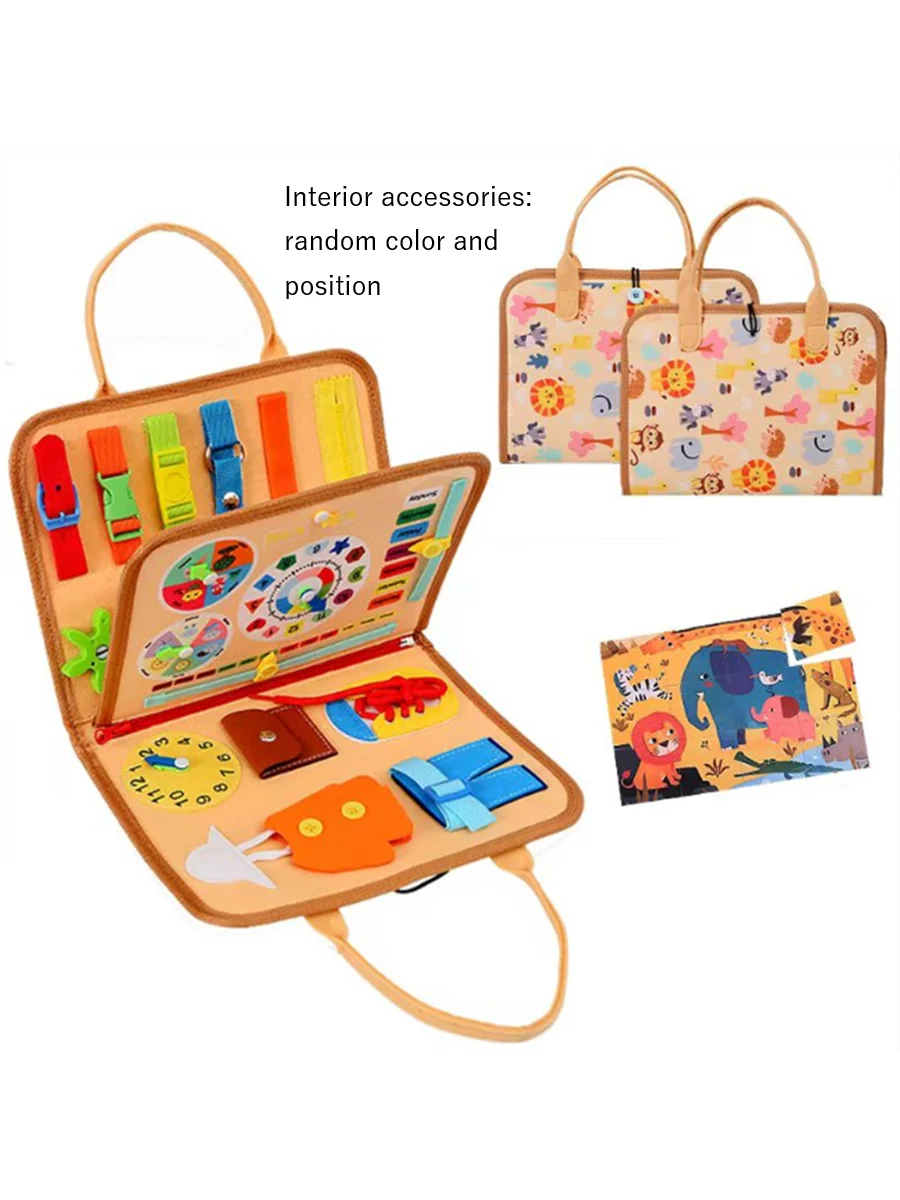 Montessori Busy Board Educational Activity Developing Sensory Board Fine Basic Dress Motor Skills Travel Toy Gift for Boys Girls B