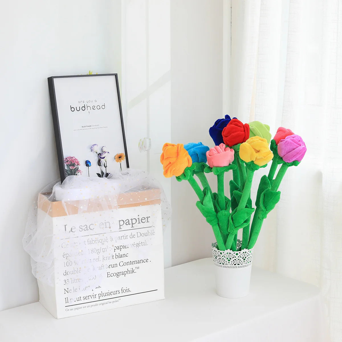 Plush Flowers Home Decoration Arrangement - 10 Pack Mixed Roses 30cm