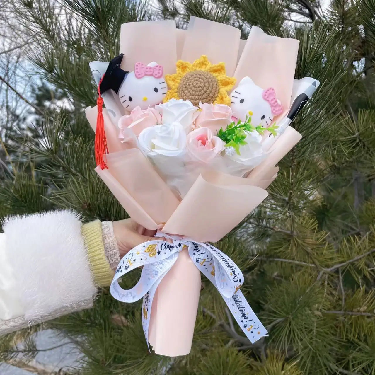 Hello Kitty Plush Flower Gift Bouquet – 35cm in Gift Box | Sanrio-Inspired Keepsake Arrangement