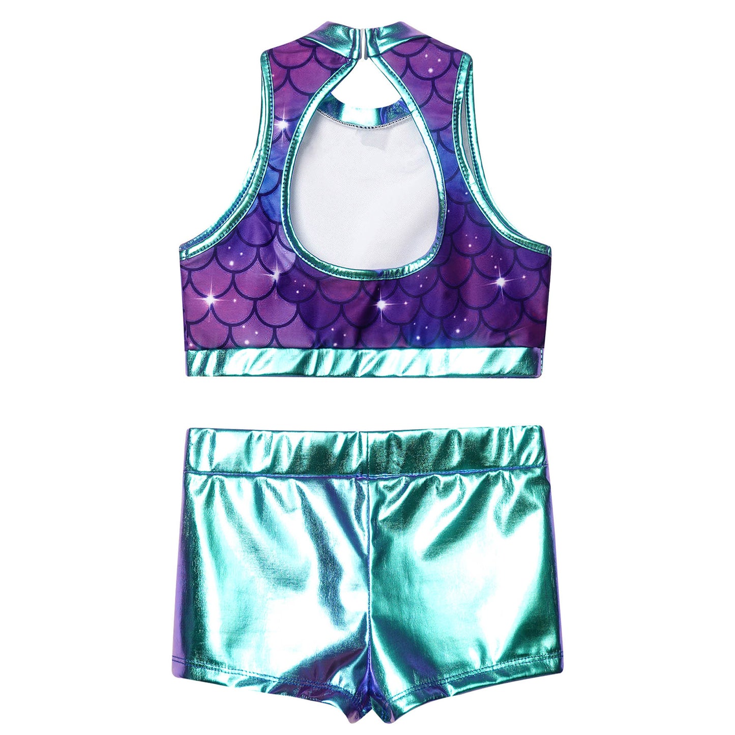 Girls Dance Costume Sequin Crop Top & Shorts Set (Age 6-12 YRS)
