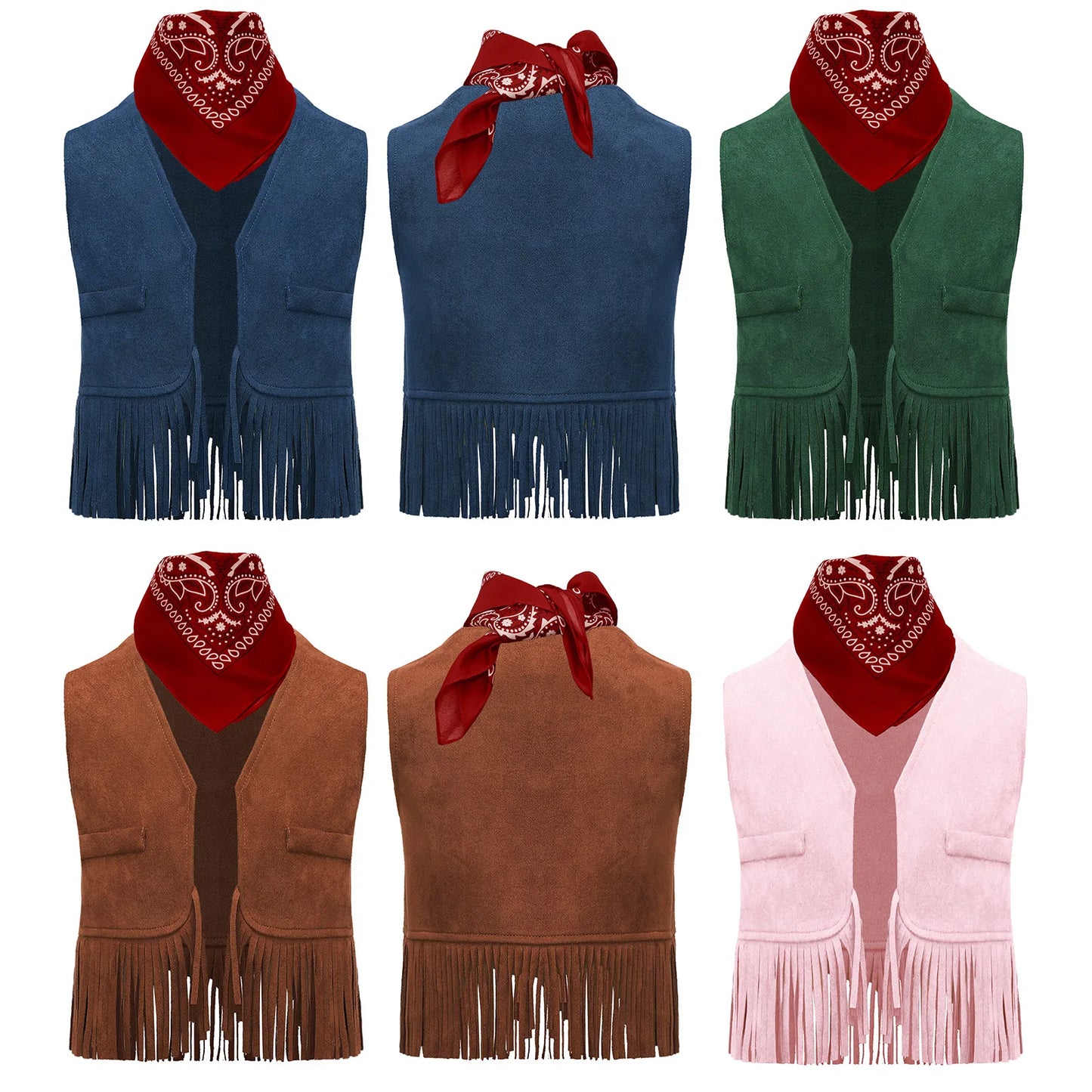 Baby Girls/Boys Western Cowboy Costume Suede Tassels Vest (Age Newborn-5 YRS)