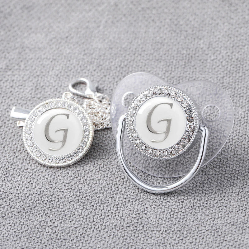 Baby Personalized Rhinestone Pacifier Luxury Clips