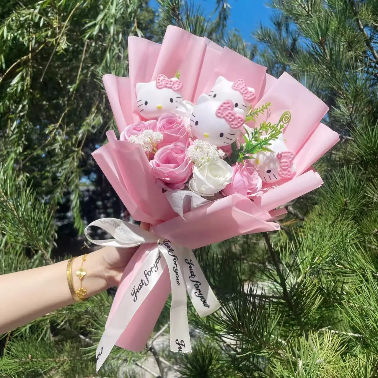 Hello Kitty Plush Flower Gift Bouquet – 35cm in Gift Box | Sanrio-Inspired Keepsake Arrangement