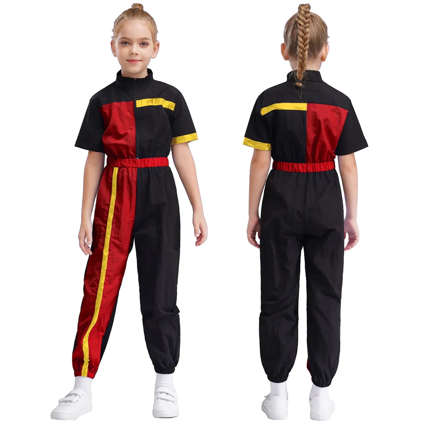 Girls Color Block Jumpsuit (6-16 YRS) Red