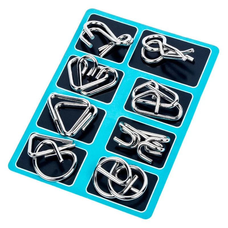 8Pcs/Set Metal Montessori Puzzle Game m Blue