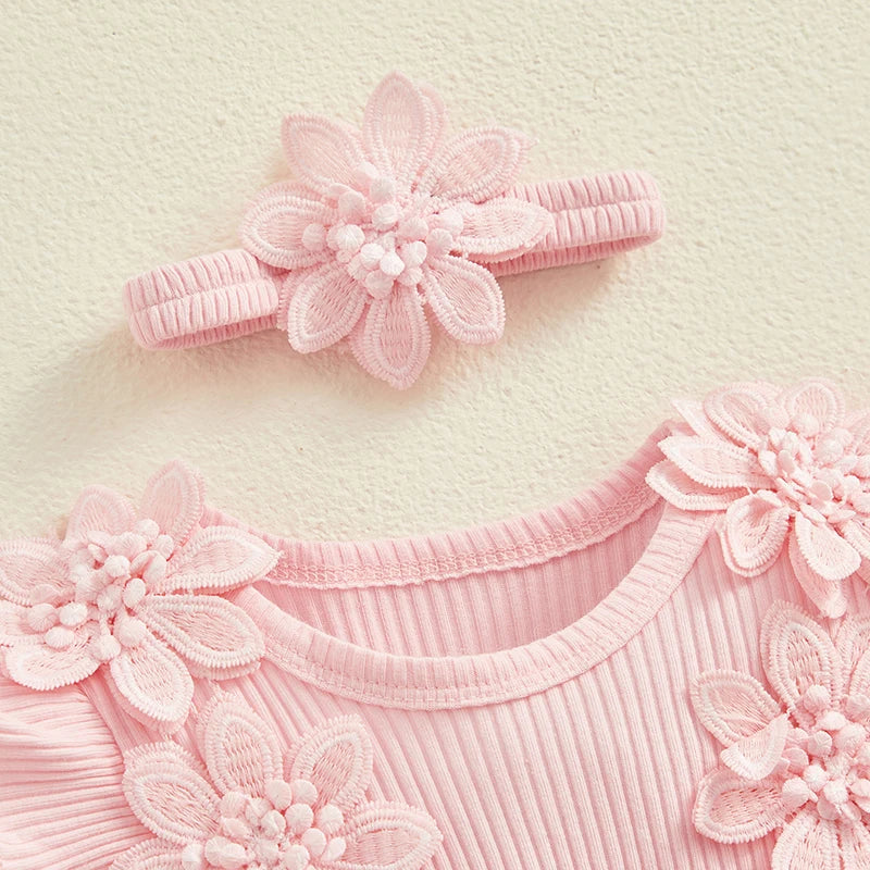 Baby Girls Floral Romper Dress (Age 3M-18M)