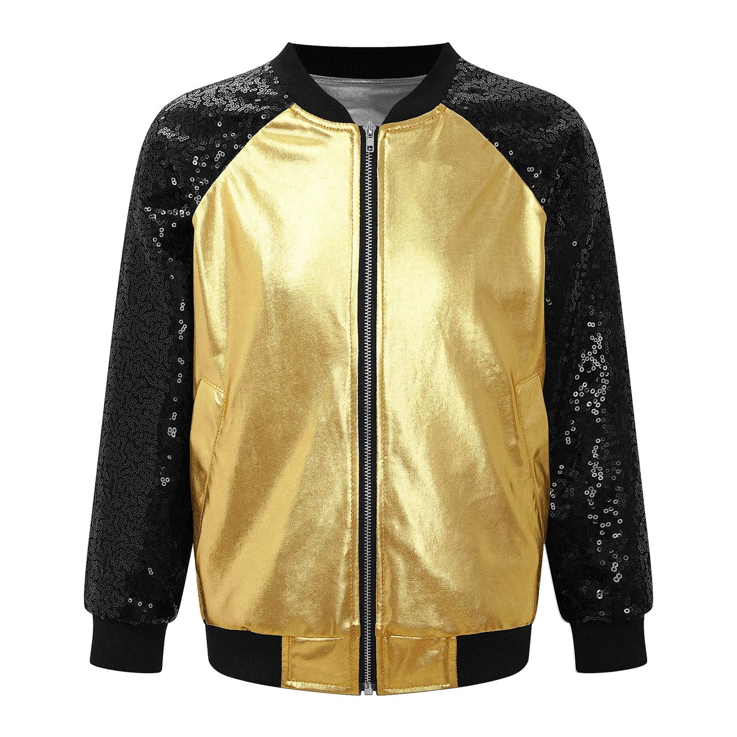 Girls Metallic Long Sleeve Zipper Jacket (Age 6-16 YRS)