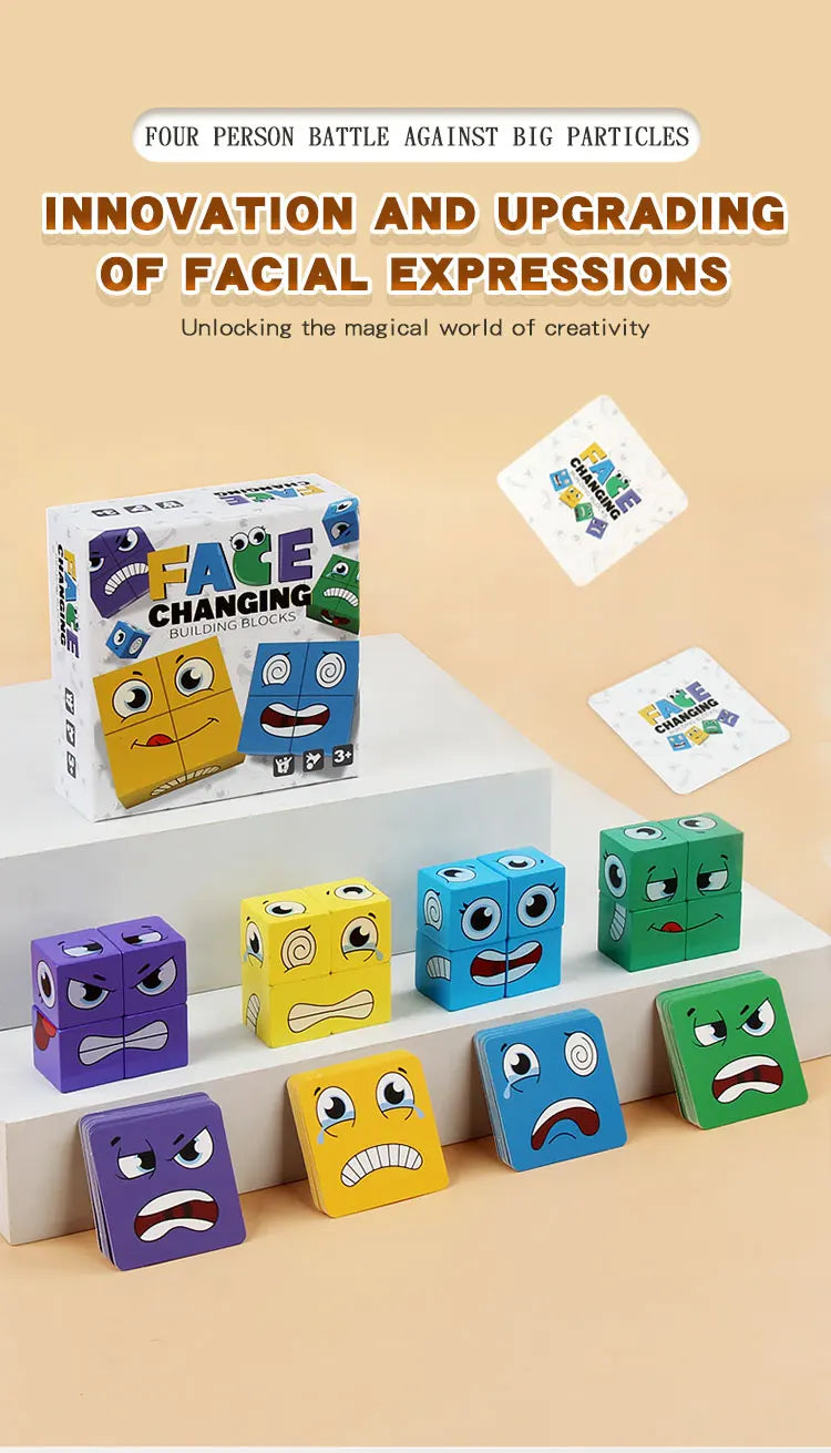Cube Face Changing Building Blocks Board Game Expression Puzzle Building Block Game Carton