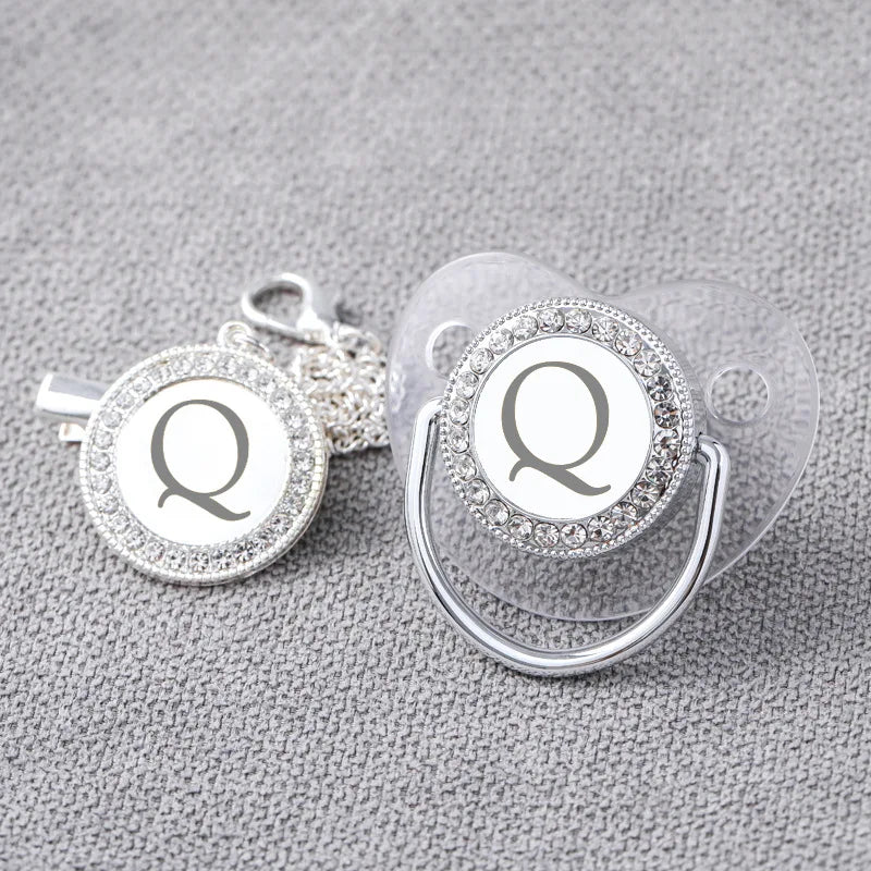 Baby Silver Personalised Luxury Bling Pacifier Dummy Q