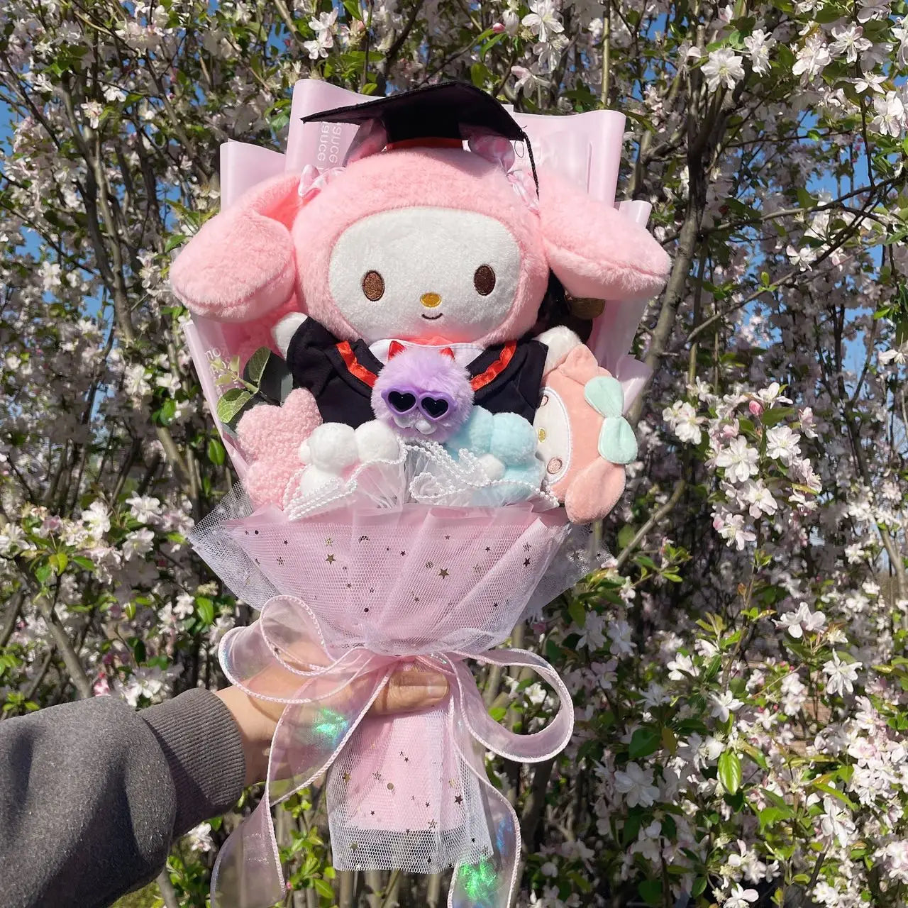 Sanrio Graduation Plush Flower Gift Bouquet – My Melody, Kuromi & Cinnamoroll