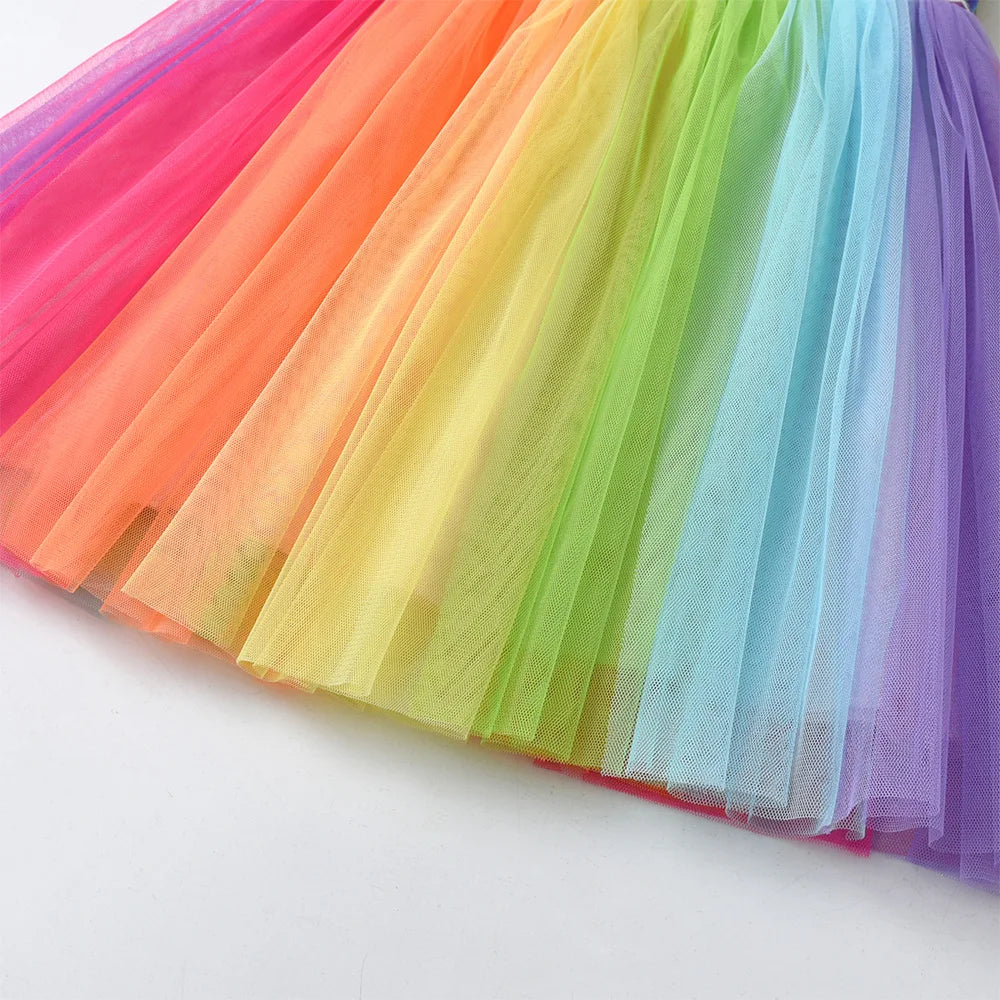 Girls Rainbow Tulle Party Dress (Age 5-8 YRS)