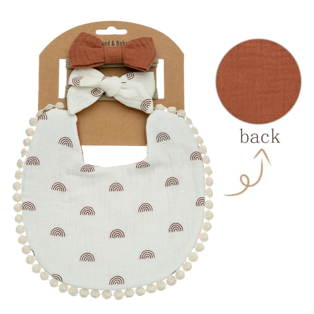 3Pcs/Set Baby Flower Bibs & Headbands Set 8