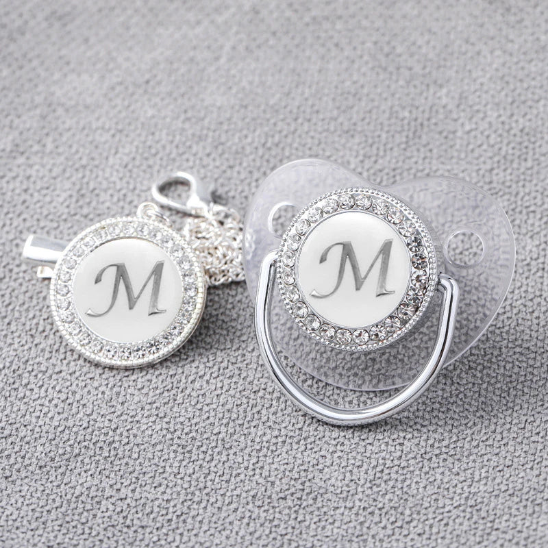 Baby Personalized Rhinestone Pacifier Luxury Clips