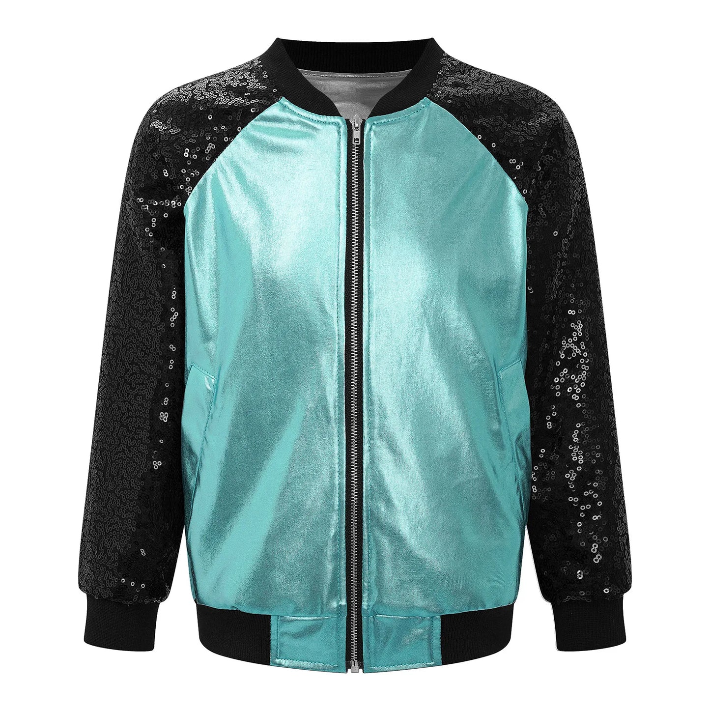 Girls Metallic Long Sleeve Zipper Jacket (Age 6-16 YRS)