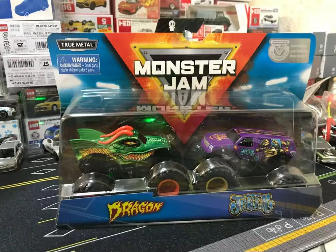 Monster Mutt Monster Jam Grave Digger 1:64 Scale Die Cast Alloy Truck Toys Monster Jam Grave Digger Monster Truck Boys Off-Road Peacock Blue