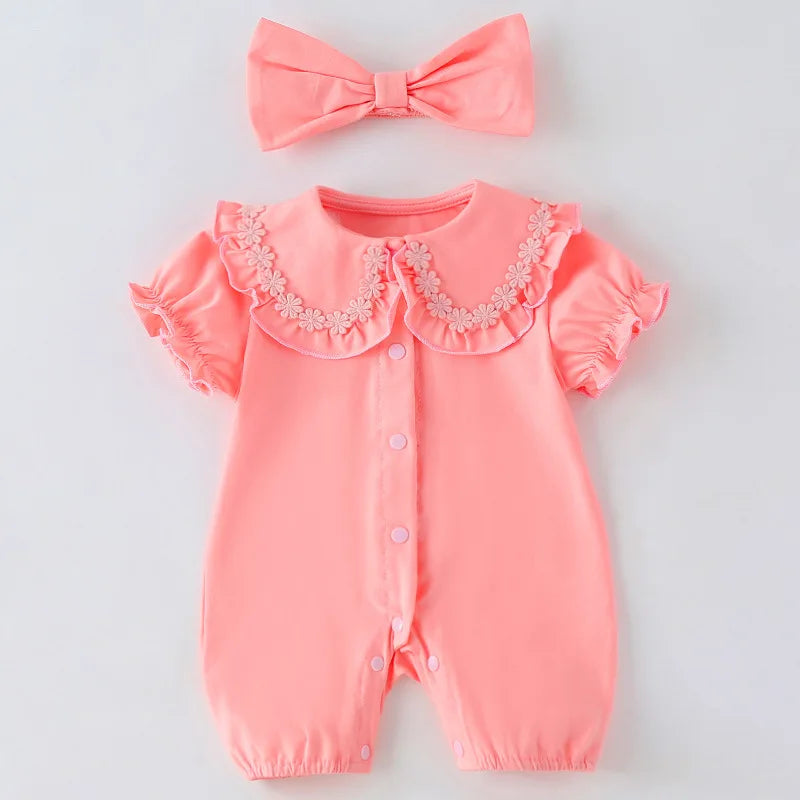 Baby Girl Jumpsuit & Hat Set (Age 3M-12M)