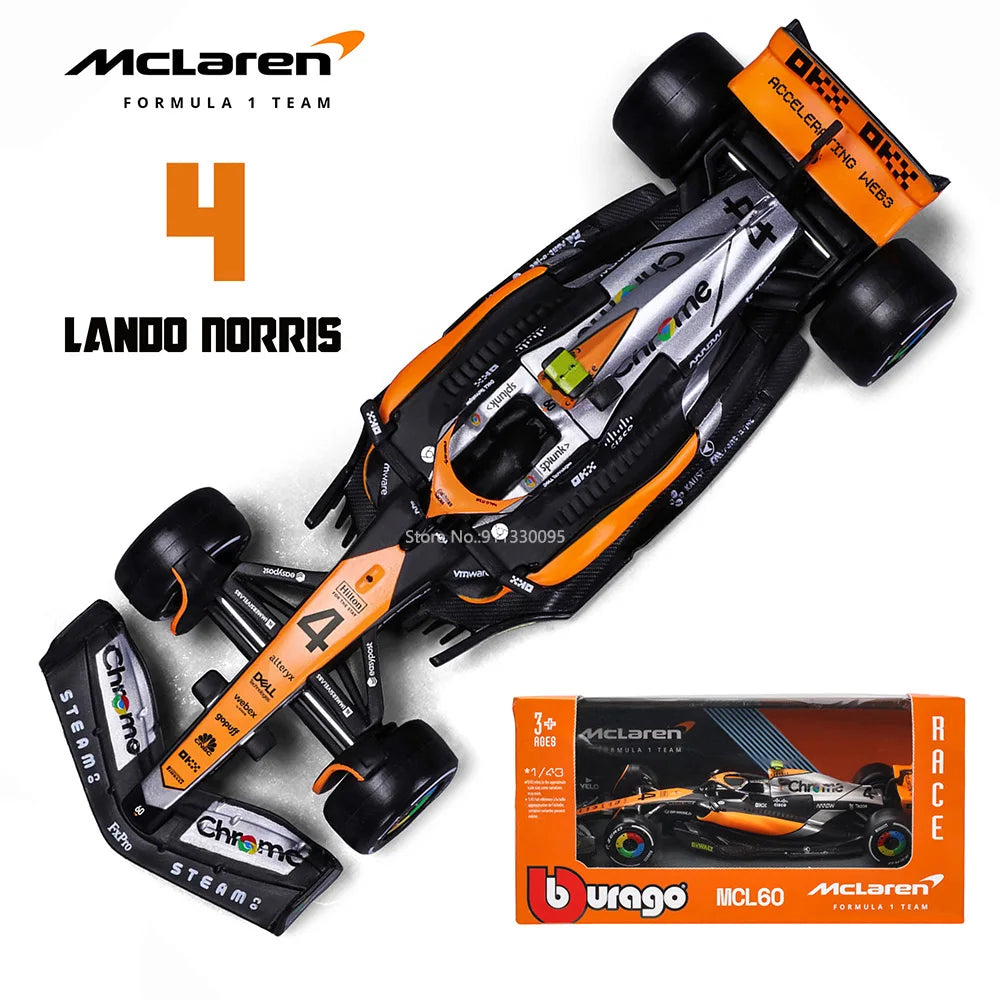 Bburago 1:43 P2 British GP Mclaren F1 MCL60 2023 #4 Lando Norris #81 Oscar Piastri Alloy Car Die Cast Model Toy Collectible 2023 MCL60-4