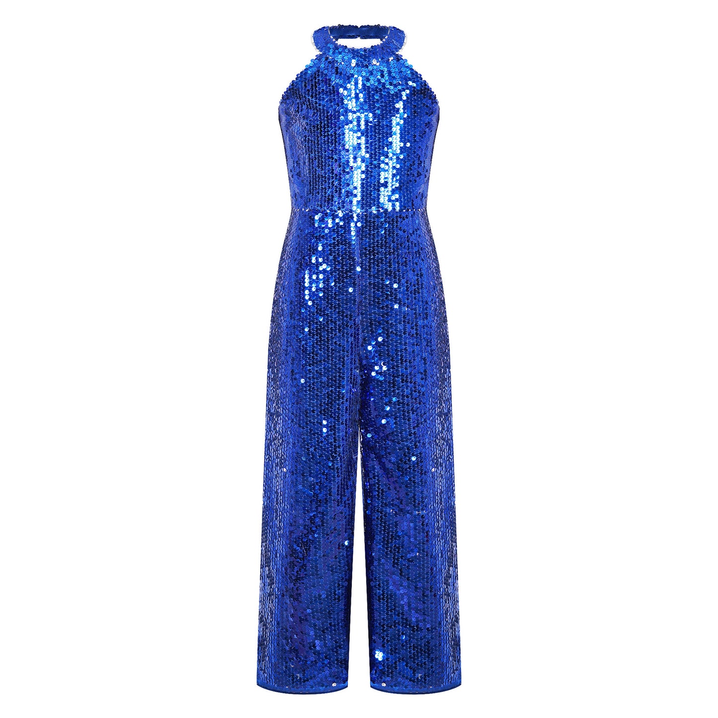 Girls Dance Sequin Sleeveless Halter Jumpsuit (Age 6-14YRS)