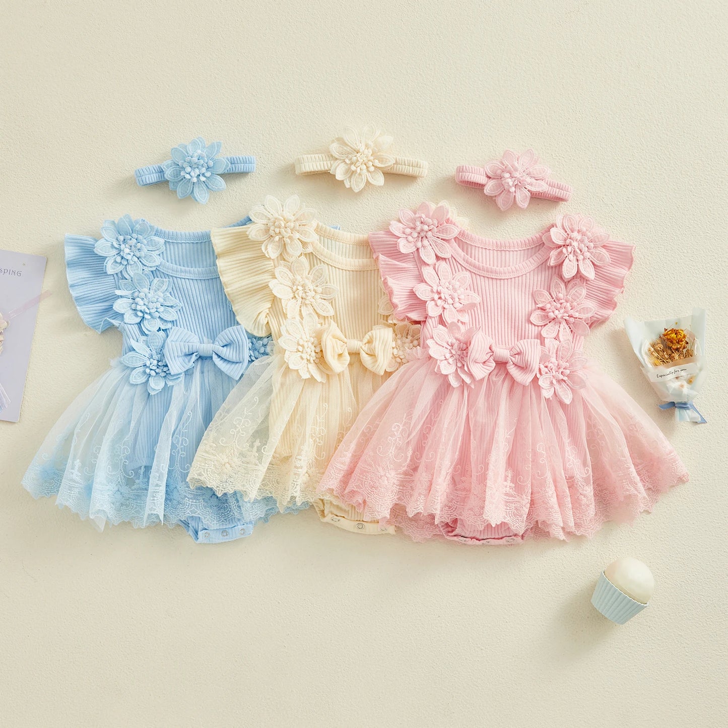 Baby Girls Floral Romper Dress (Age 3M-18M)