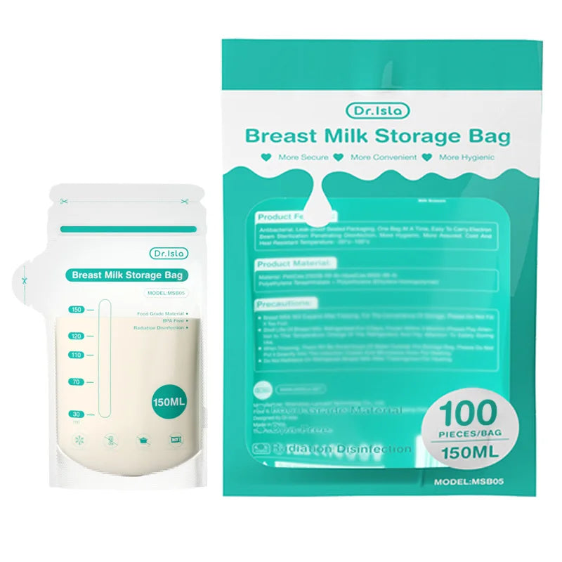 Dr.isla 100Pcs 150ML Breast Milk Storage Bag Green