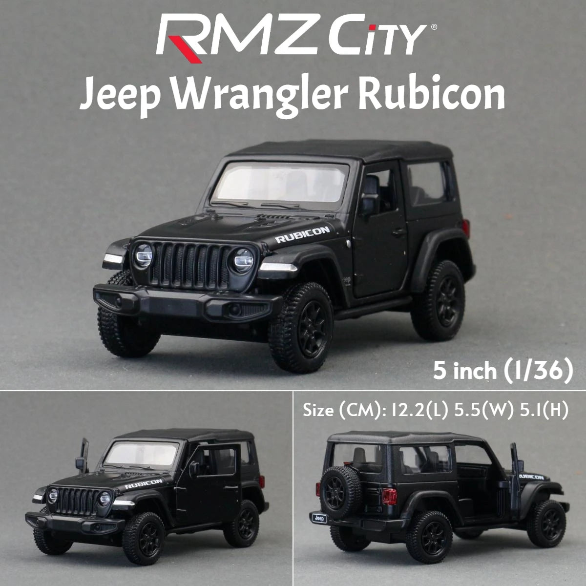 RMZ City 1/36 scale model of a Jeep Wrangler Rubicon Toy Car
