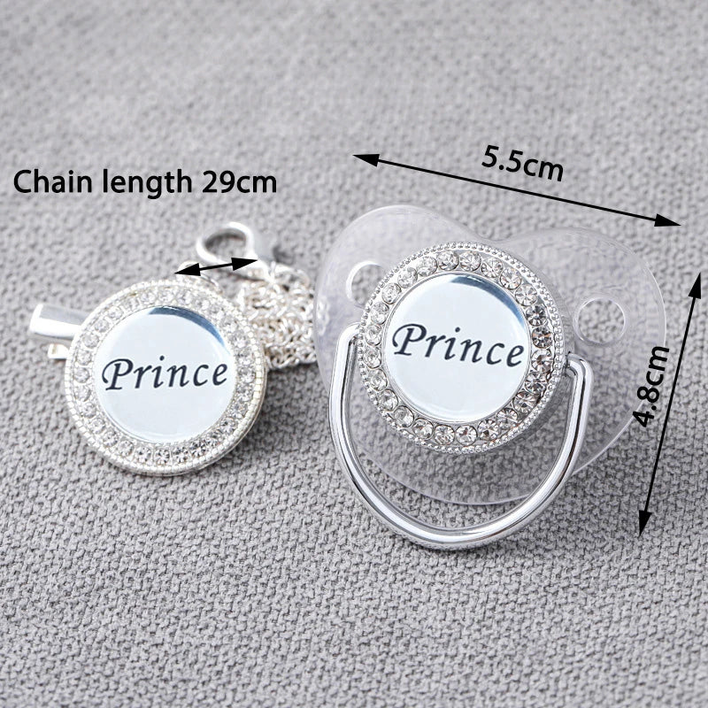 Baby Rhinestone Silver Luxury Pacifier Dummy Clips