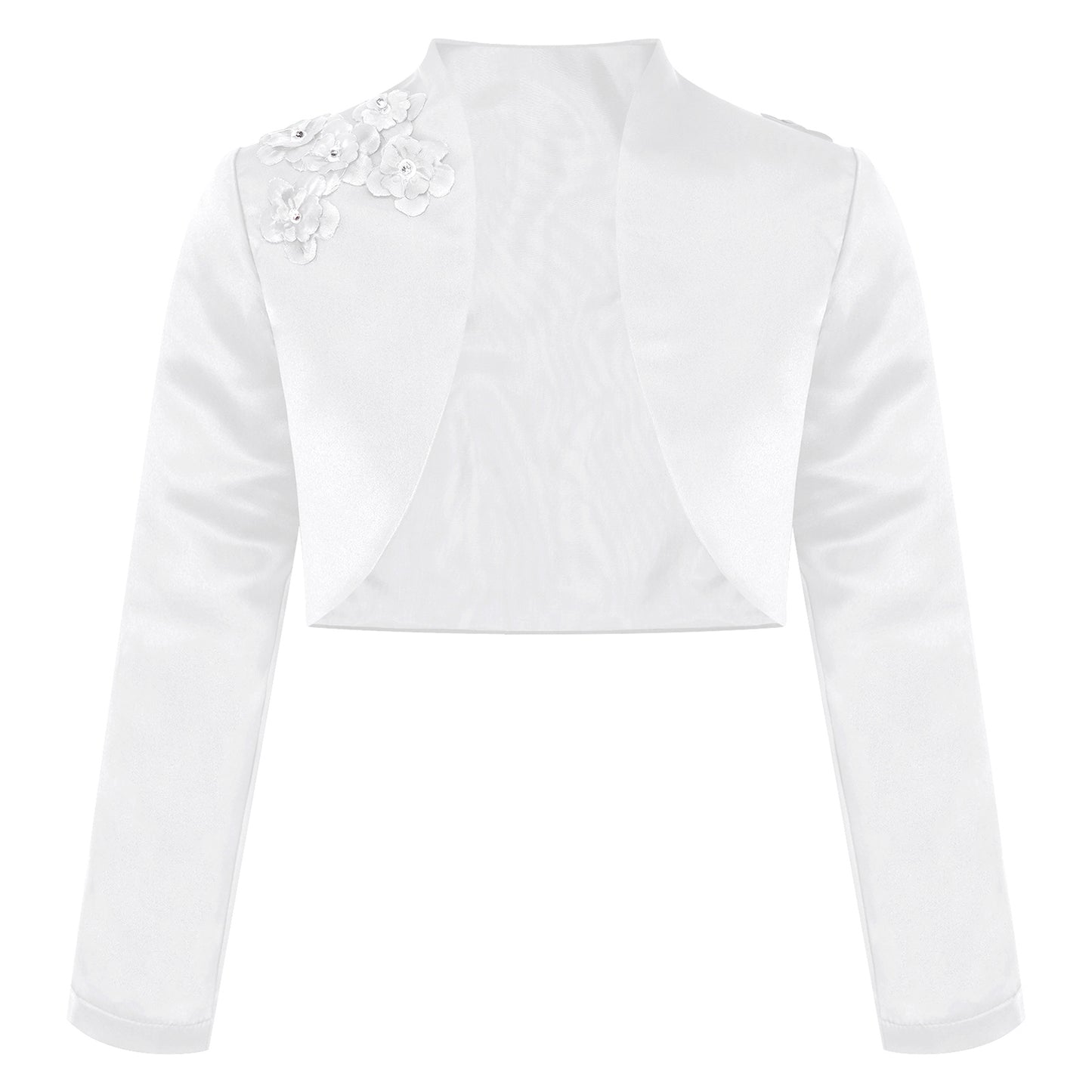 Kids Girls Long Sleeve Satin Shrug Jacket (Age 4-14 YRS)