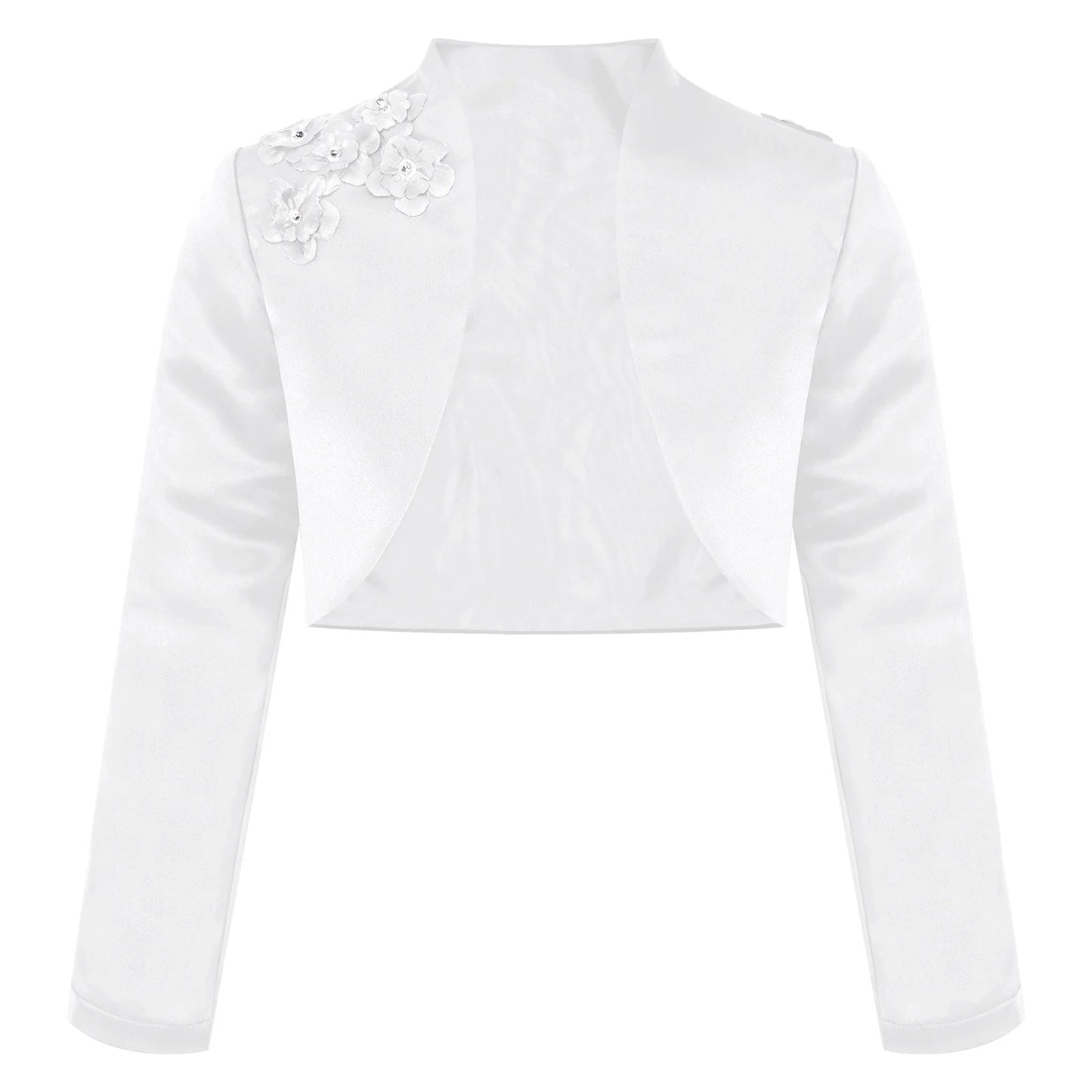 Kids Girls Long Sleeve Satin Shrug Jacket (Age 4-14 YRS)