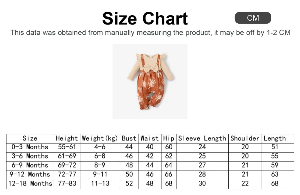 Baby Girls Plant Print Rib-knit Panel 2 In 1 Jumpsuit (Age Newborn-18M)