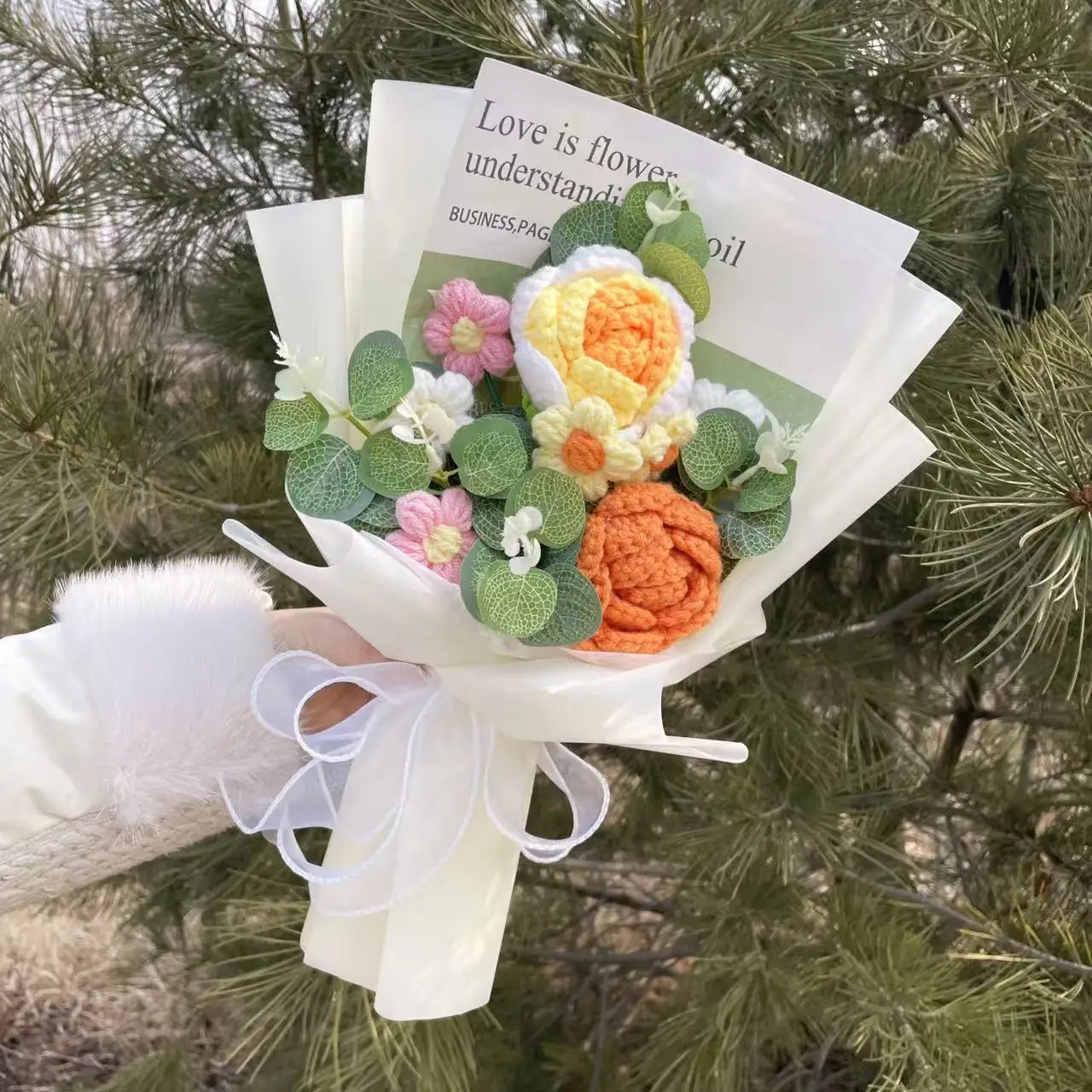 Plush Knitted Crochet Flower Gift Bouquet