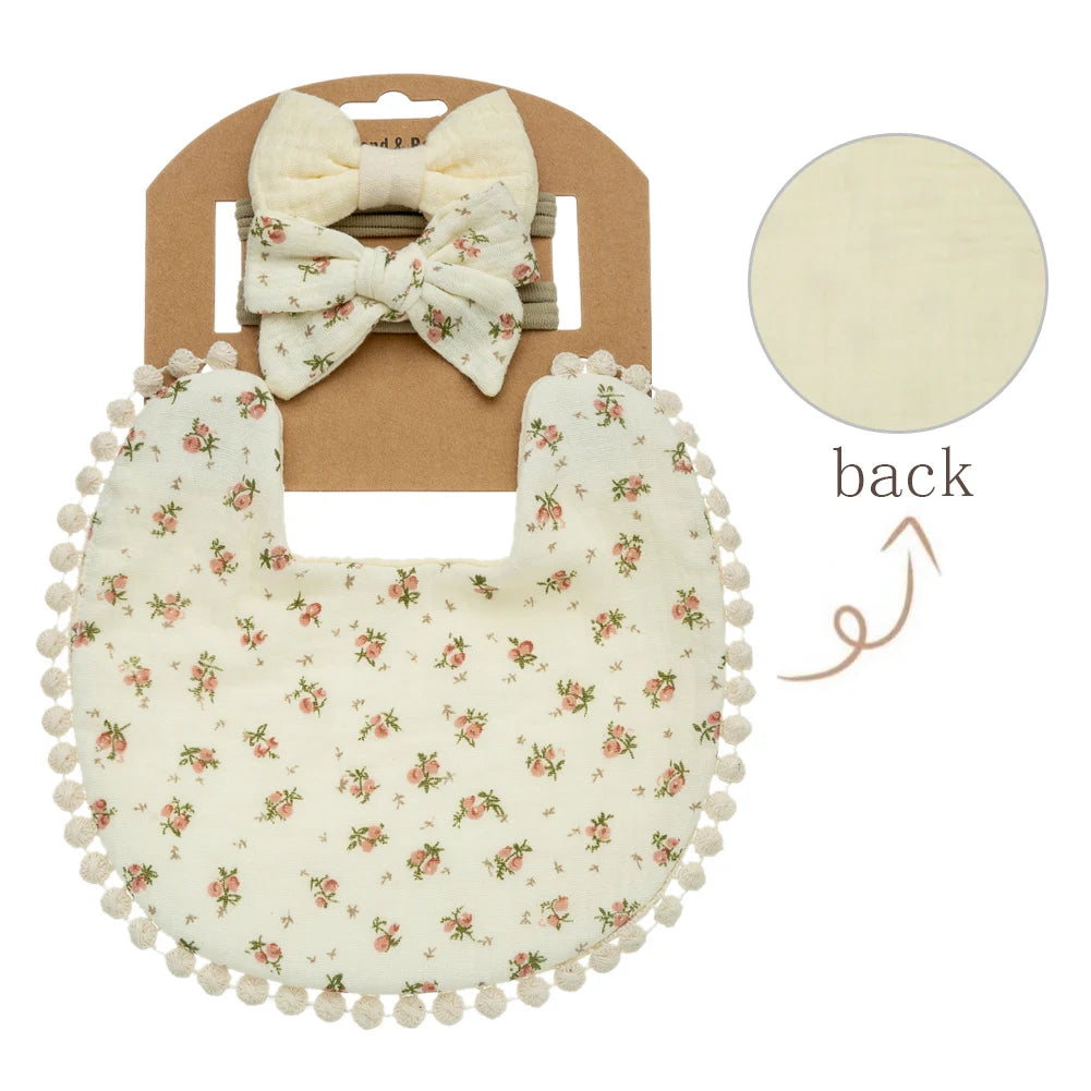 3Pcs/Set Baby Flower Bibs & Headbands Set 5