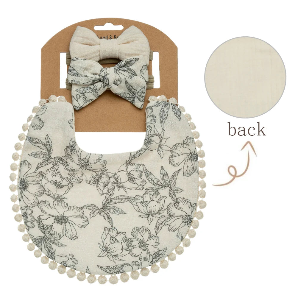 3Pcs/Set Baby Flower Bibs & Headbands Set 6