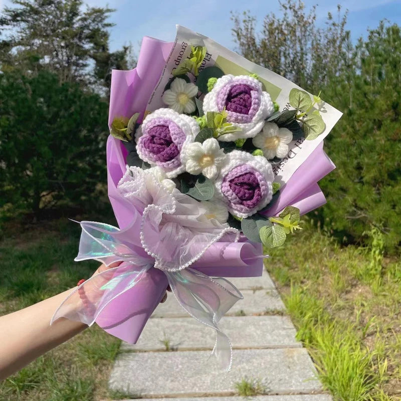 Plush Knitted Crochet Flower Gift Bouquet