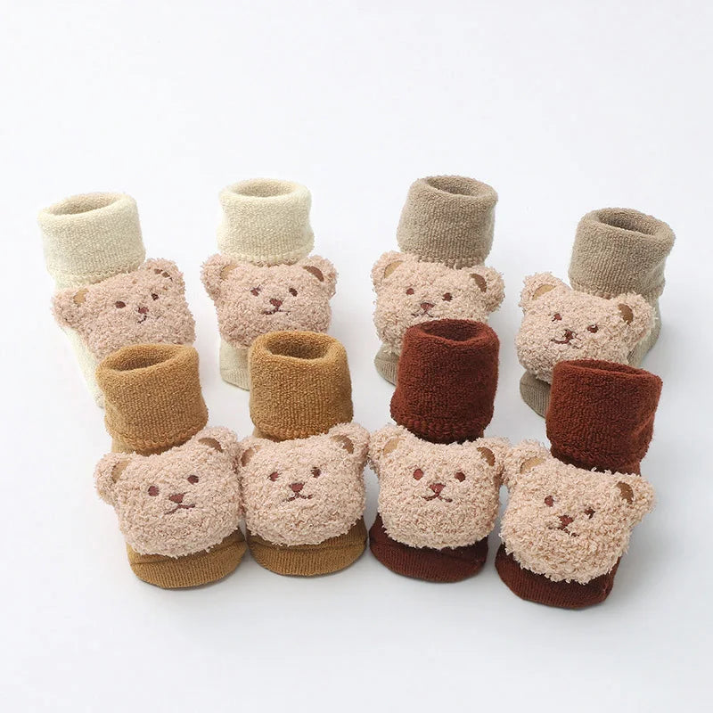 Baby Cotton Thick Bear Non-Slip Socks Coffee 1-3Y