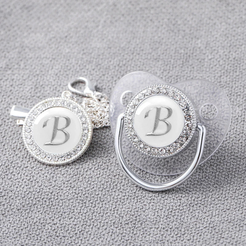Baby Personalized Rhinestone Pacifier Luxury Clips