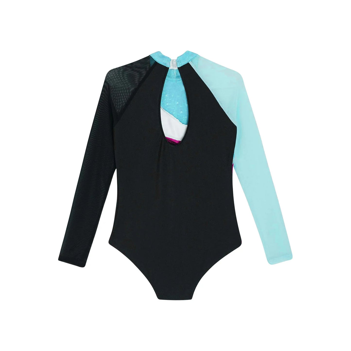 Girls Ballet Dance Leotard Gymnastics Rhinestones Sheer Mesh Long Sleeve (Age 4-16 YRS)