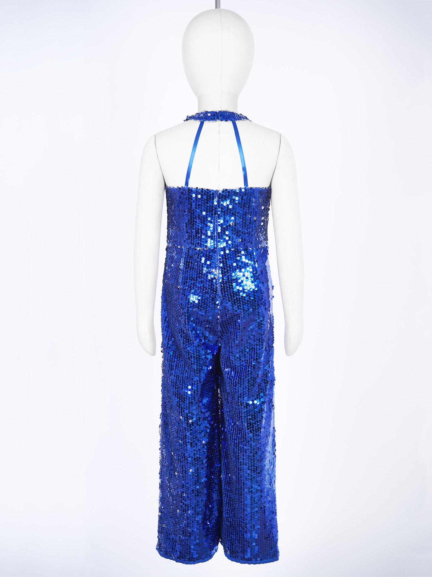 Girls Dance Sequin Sleeveless Halter Jumpsuit (Age 6-14YRS)