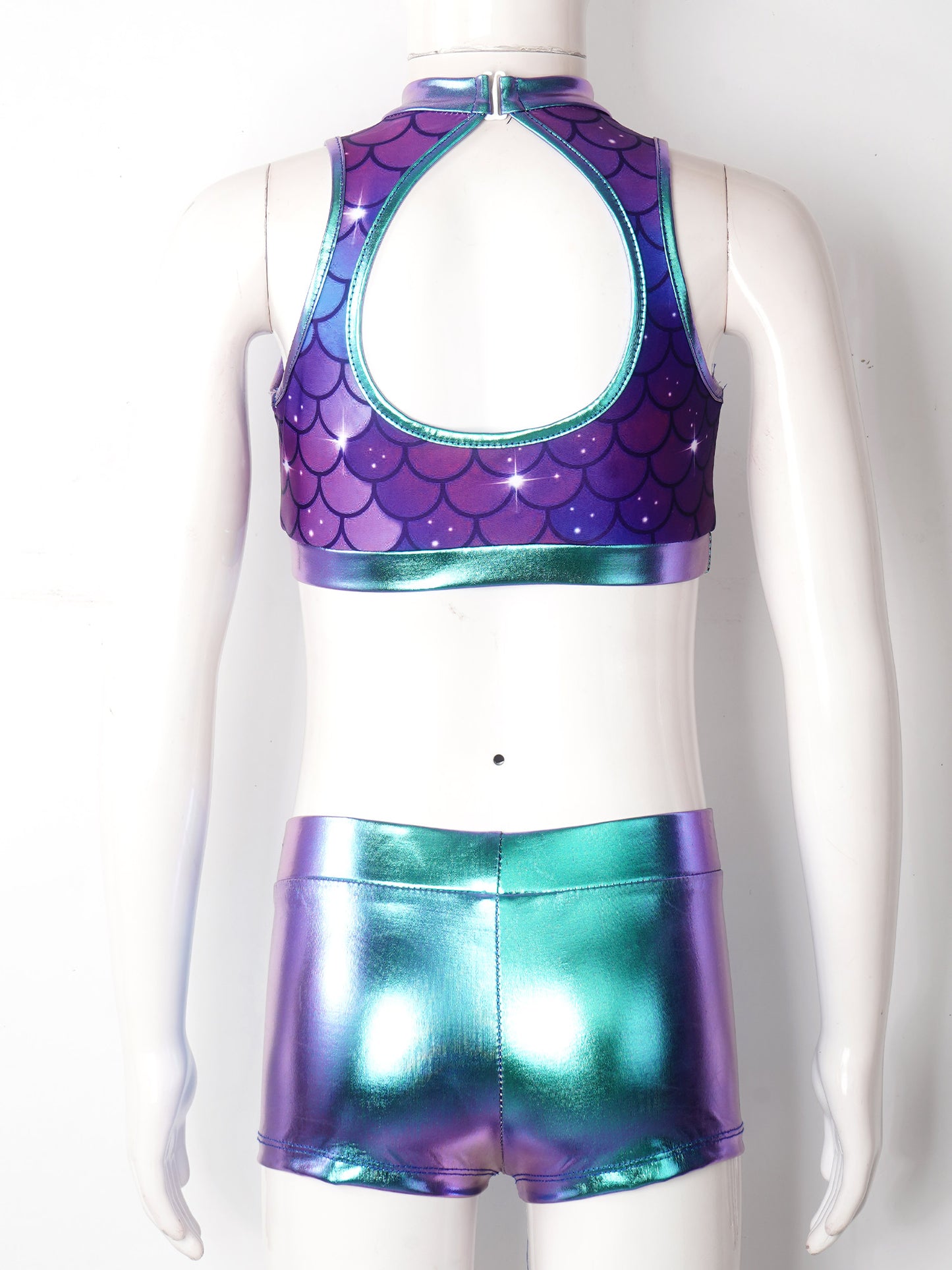Girls Dance Costume Sequin Crop Top & Shorts Set (Age 6-12 YRS)