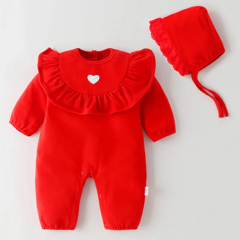 Baby Girl Jumpsuit & Hat Set (Age 3M-12M)