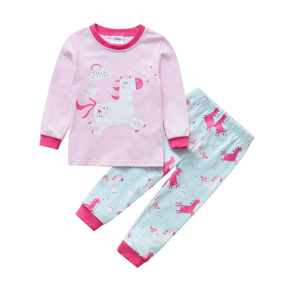 Girls Unicorn Print Pyjamas (Age 3-10YRS) Pink