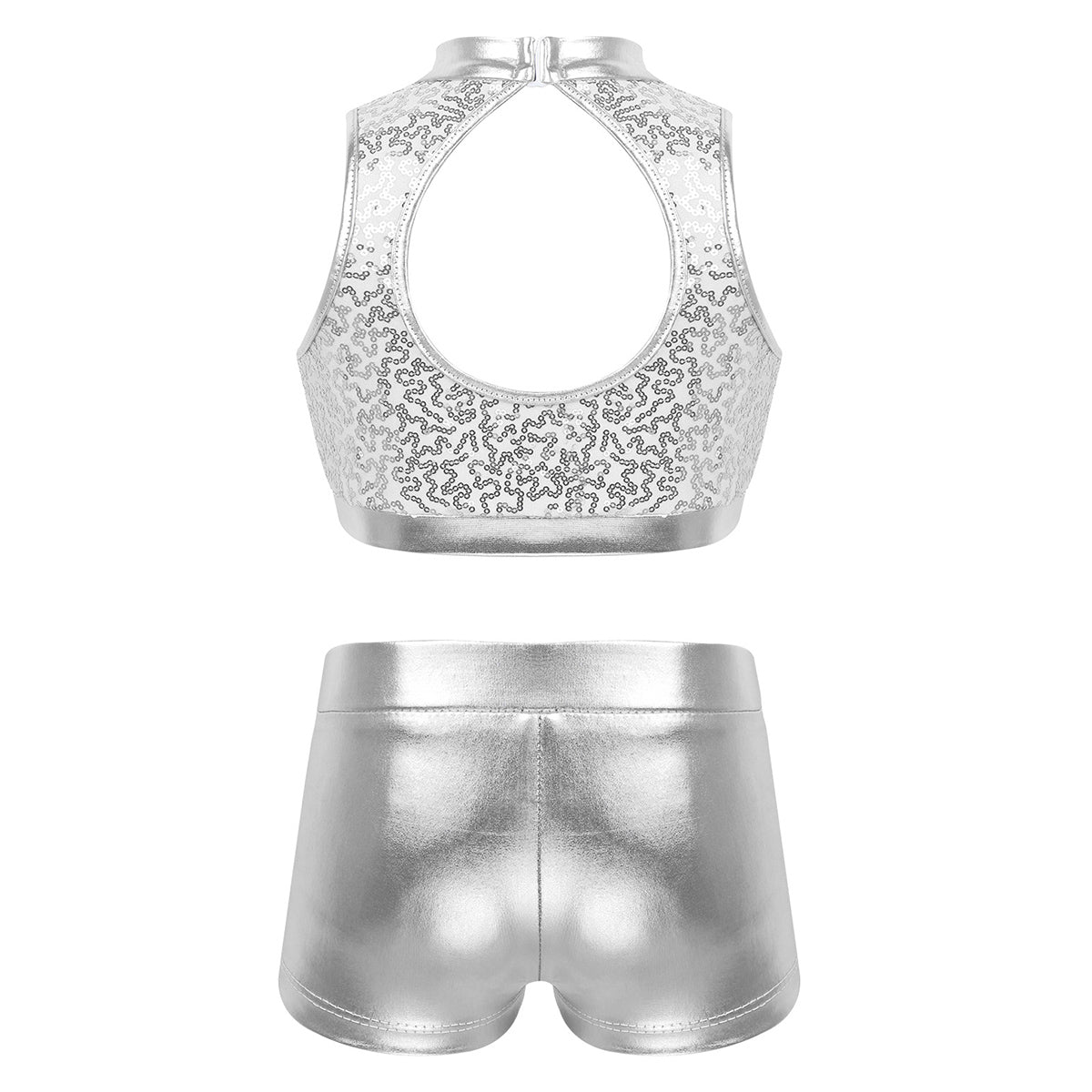 Girls Dance Costume Sequin Crop Top & Shorts Set (Age 6-12 YRS)