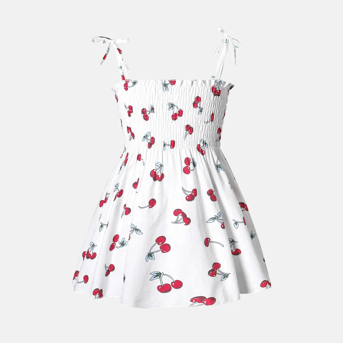 Baby Girls Cotton Cherry Print Strappy Dress (Age 3M-24M) White