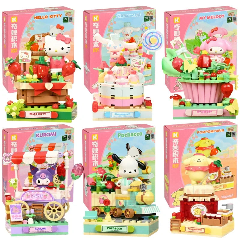 Sanrio Strawberry Town DIY Building Block Set – Hello Kitty, Kuromi & My Melody