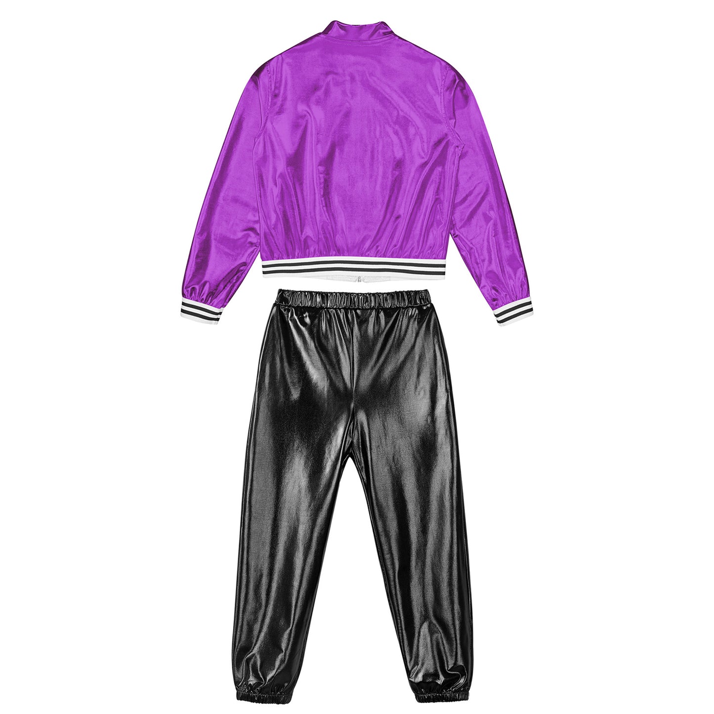Girls Metallic Long Sleeves Bomber Jacket Coat & Pants Set (Age 6-16YRS)