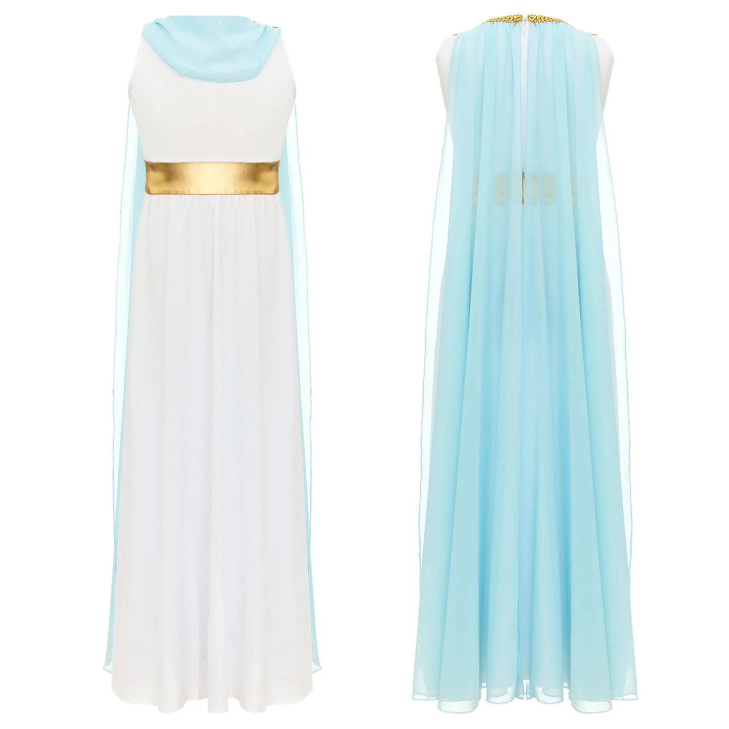 Girls Roman Grecian Athena Split Costume Dress (Age 6-16 YRS)