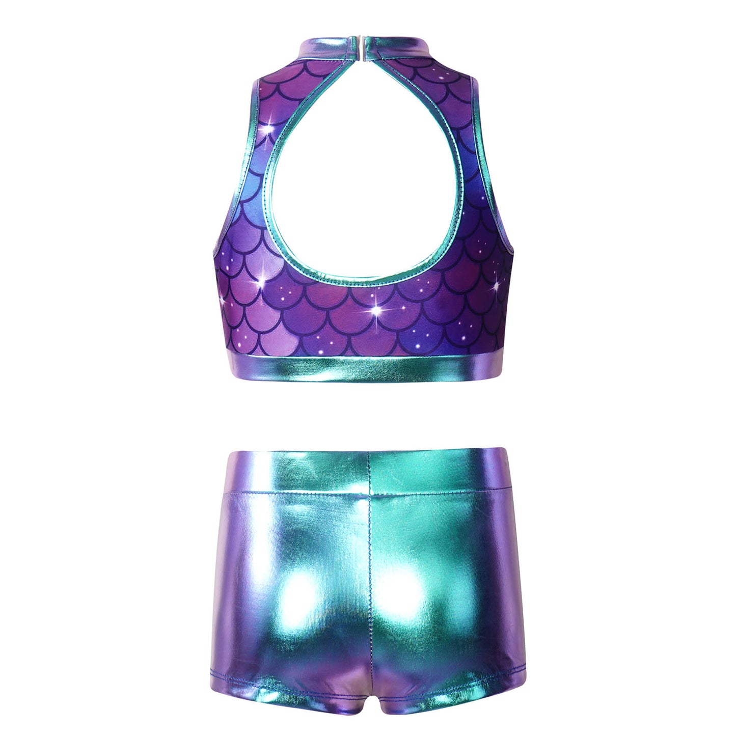 Girls Dance Costume Sequin Crop Top & Shorts Set (Age 6-12 YRS)