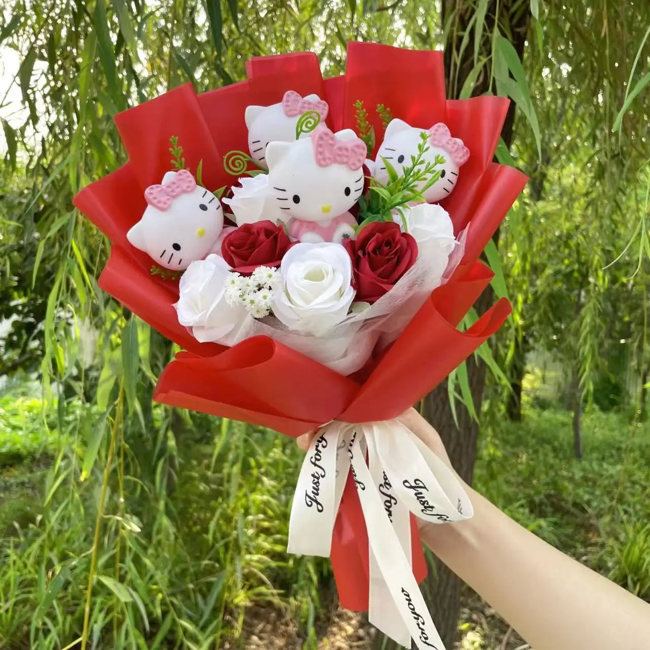 Hello Kitty Plush Flower Gift Bouquet – 35cm in Gift Box | Sanrio-Inspired Keepsake Arrangement